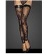 Tulle stockings with patterned flock embroidery - 3XL