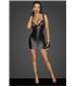 Powerwetlook mini-dress with lace chest and 2-way zipper-3XL
