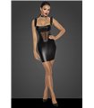 Short Powerwetlook dress with front tulle inserts - 3XL