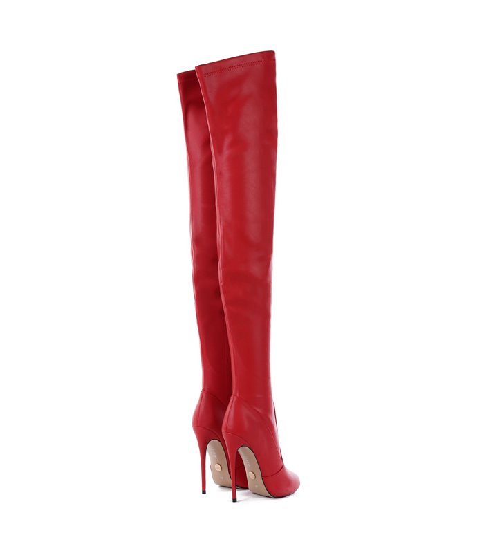 Black and red Shiny Giaro high 16cm heeled knee boots - Giaro High Heels