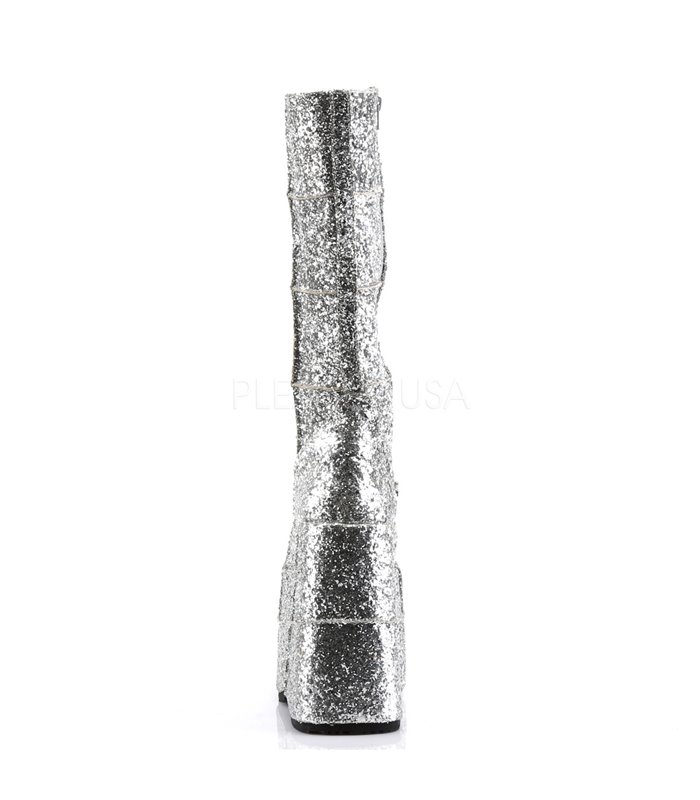 Plateau Stiefel STACK-301 - Glitter Silber