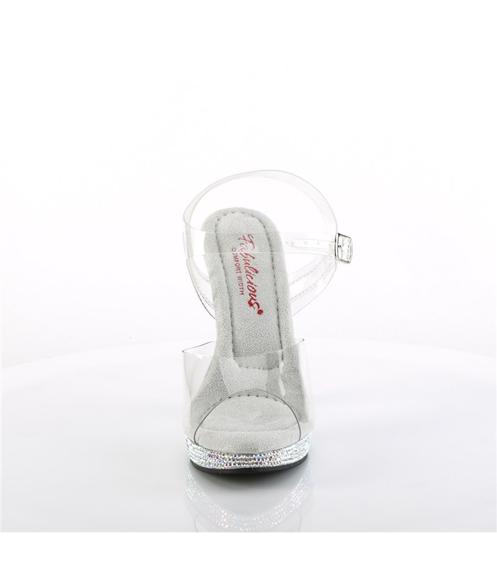 GLORY-508DM High Heels Sandalette - Klar/Silber | Fabulicious High Heels
