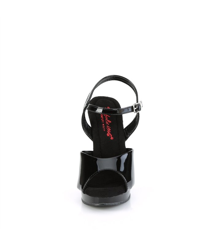 GLORY-509 High Heels Sandalette - Lack Schwarz | Fabulicious
