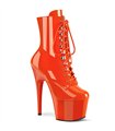 ADORE-1020 Platform Ankle Boots - Fire Red Orange Shiny | Pleaser