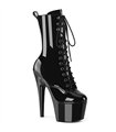 ADORE-1049WR Platform Ankle Boots - Black Shiny | Pleaser