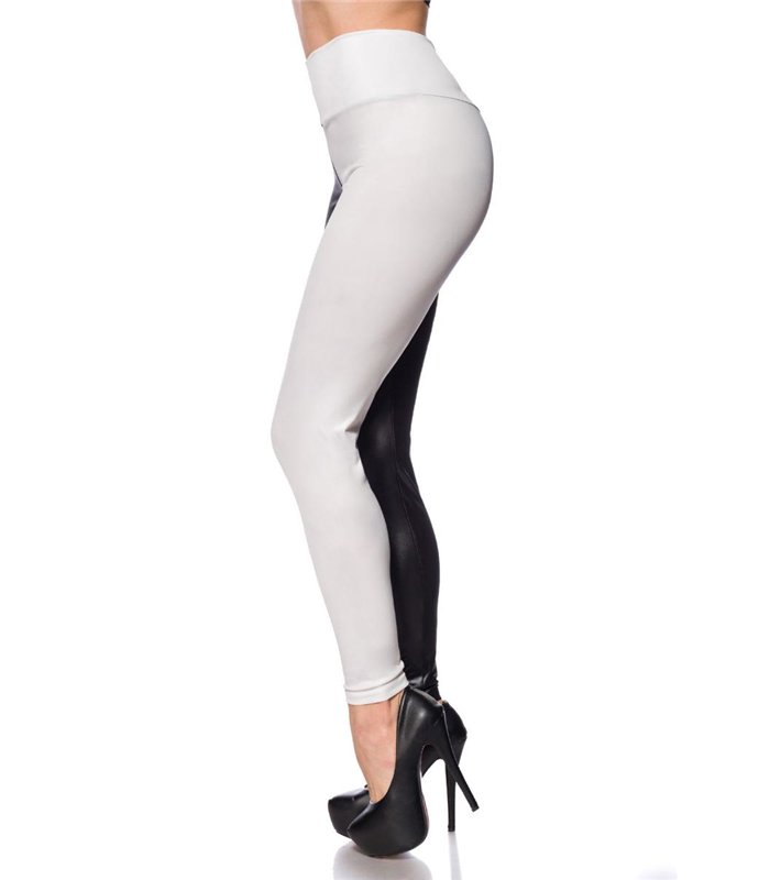 Sexy Kontrast-Leggings mit breitem Bund schwarz/weiss