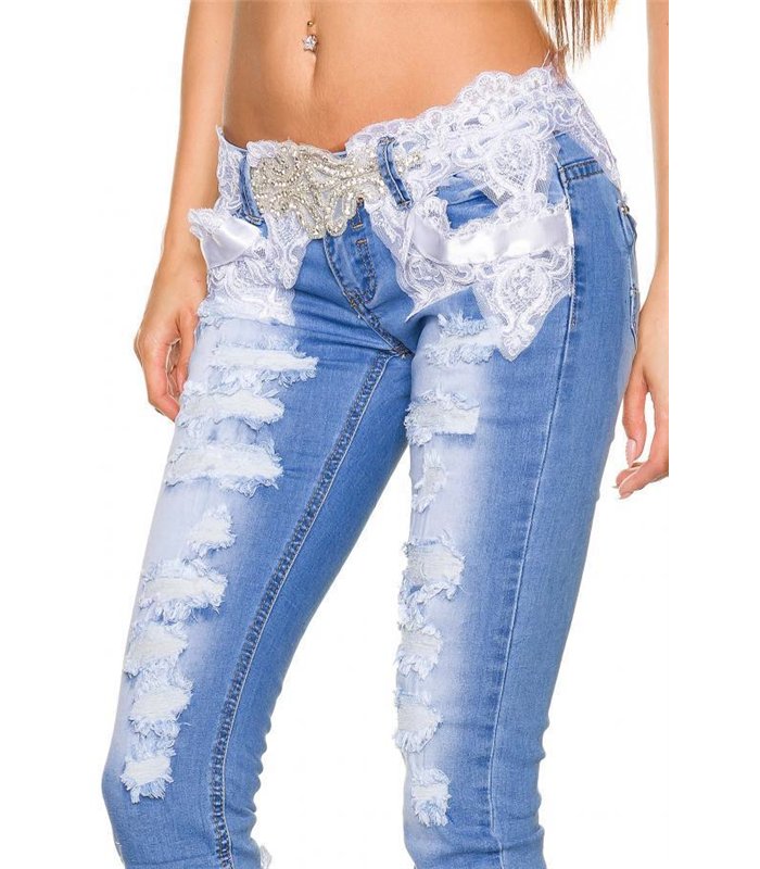 Sexy Capri-Jeans mit Spitze Hose original bestellen