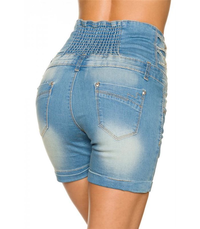 Atixo Jeans-Shorts mit hochgeschnittenem Bund blau - Hosen & Leggings