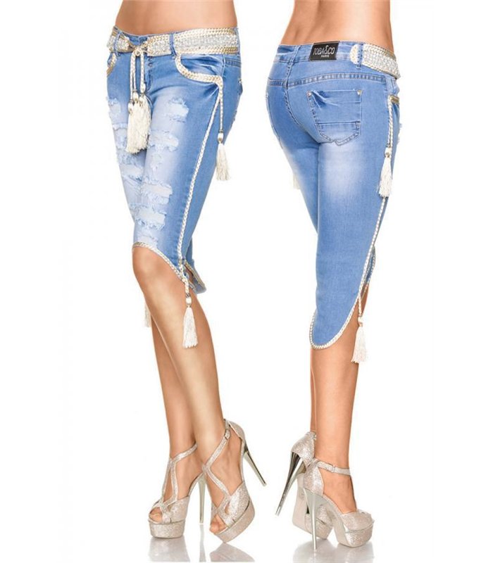 Sexy Capri-Jeans mit Kordeln Hose