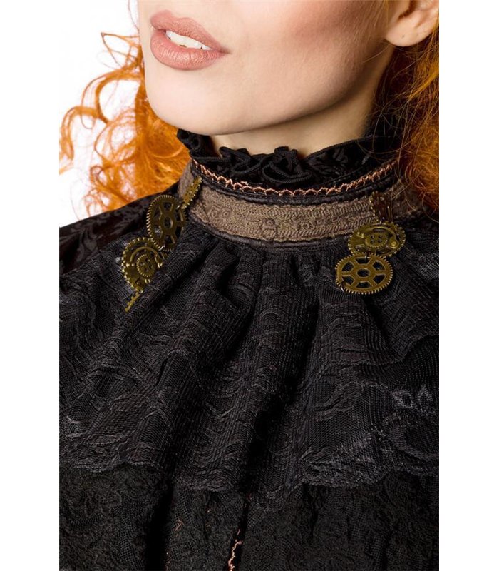 Blouse with Jabot to take off black Gothic & Steampunk
