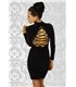 Kleid mit Schnürung langärmlig asiatischer Stil schwarz
