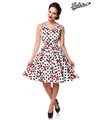 Kleid mit Kirschen Muster Weiß mit Schwarzen Punkten 50304 | Belsira