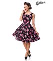Kleid mit Blumen Muster Schwarz Rosa 50310 | Belsira
