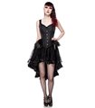 Flared gothic corsage made of brocade and feathers Black 90003 | Ocultica