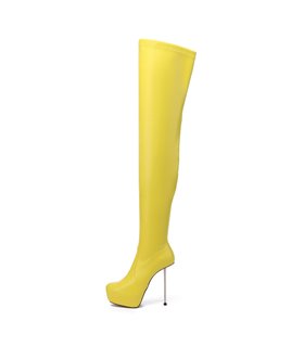 Neon yellow knee high on sale boots