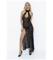 Long leopard flock dress with front slit Long leopard flock dress with front slit