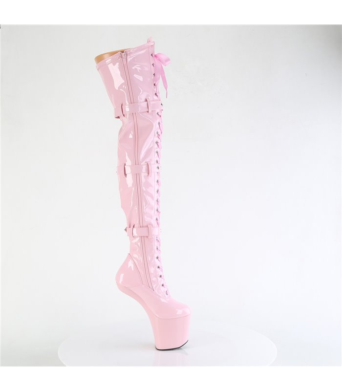 CRAZE-3028 Platform Pony Overknee Boots - Pink Shiny | Pleaser buy 