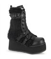 TRASHVILLE-218 - Platform ankle boots - black with fur | DemoniaCult
