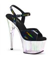 ADORE-709HT - Platform high heel sandal - black/clear shimmer | Pleaser