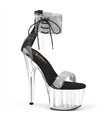 ADORE-727RS - Platform High Heel Sandals - Black/Clear/Glitter | Pleaser