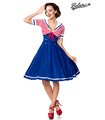 Swing-Kleid im Marinelook mit ausgestelltem Rockteil blau/weiss/rot  SALE