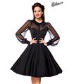 Kleid hochgeschlossen im Vintage-Stil mit Tellerrock & Umlegekragen schwarz  SALE