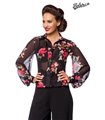 Bluse im Vintage-Stil mit Hemdblusenkragen schwarz/mehrfarbig SALE