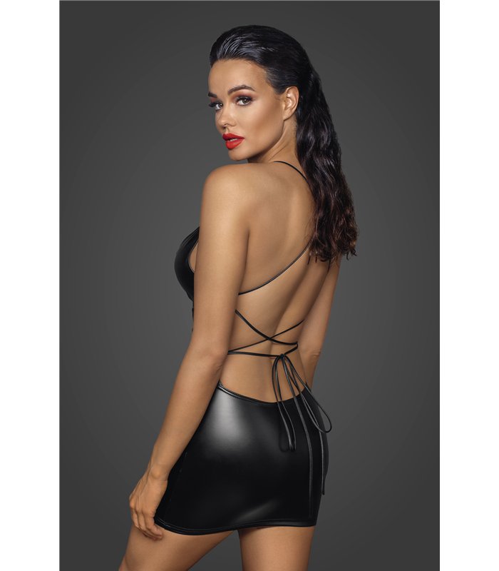 Mini Powerwetlook dress with lace-up back - 3XL