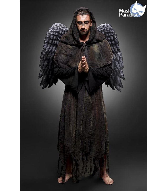 Kostümset Angel of Death (Mann) mit Flügeln aus Formdraht Motto grau