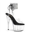 ADORE-791-2RS - Platform high heel sandal - black/clear with rhinestones | Pleaser