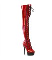 DELIGHT-3029 - Overknee laarzen met plateauzool - Rood lak holografisch | Pleaser