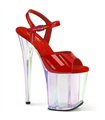 FLAMINGO-809HT - Platform Sandaal met Hoge Hak - Rood/Helder Holografisch | Pleaser