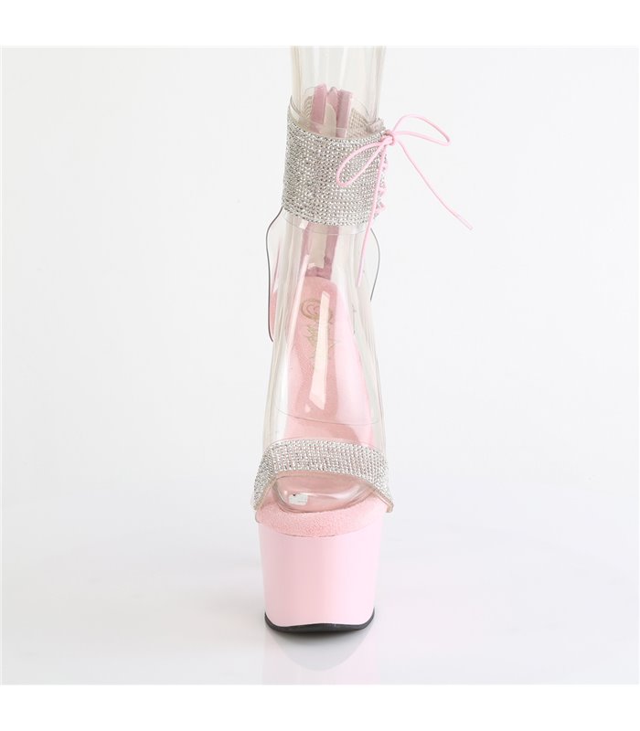 ADORE-727RS - Plateau sandaal met hoge hak - roze met glitter/steentjes | Pleaser