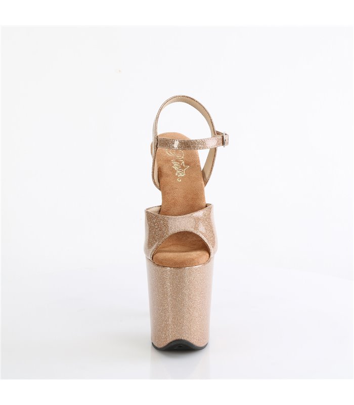 FLAMINGO-809GP - Platform high heel sandal - gold with glitter | Pleaser