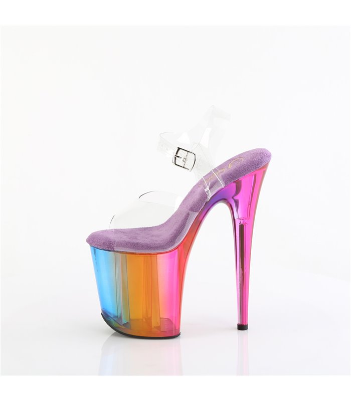 FLAMINGO-808RMT - Plateau High Heel Sandalette Regenbogen/Bunt | Pleaser