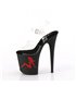 FLAMINGO-808TGRS - Platform high heel sandal - black matt with red rhinestones | Pleaser