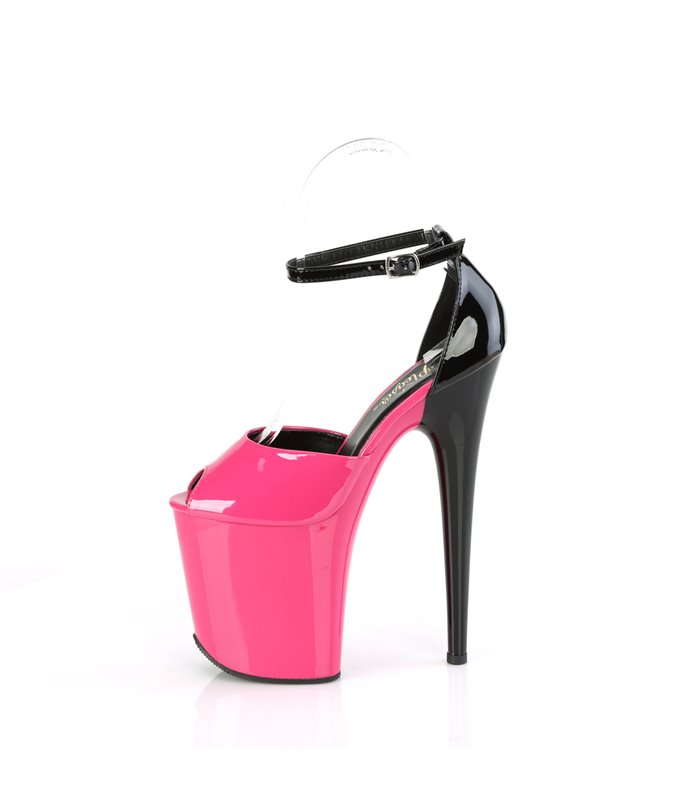 FLAMINGO-868 - Platform High Heel Sandals - Black/Pink | Pleaser