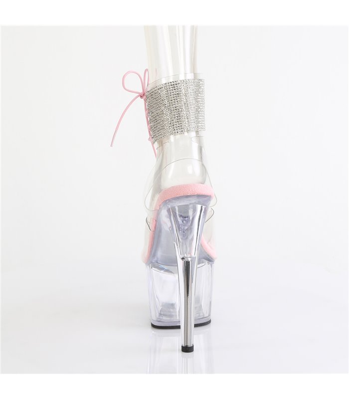 ADORE-791-2RS - Platform high heel sandal - pink/clear with rhinestones