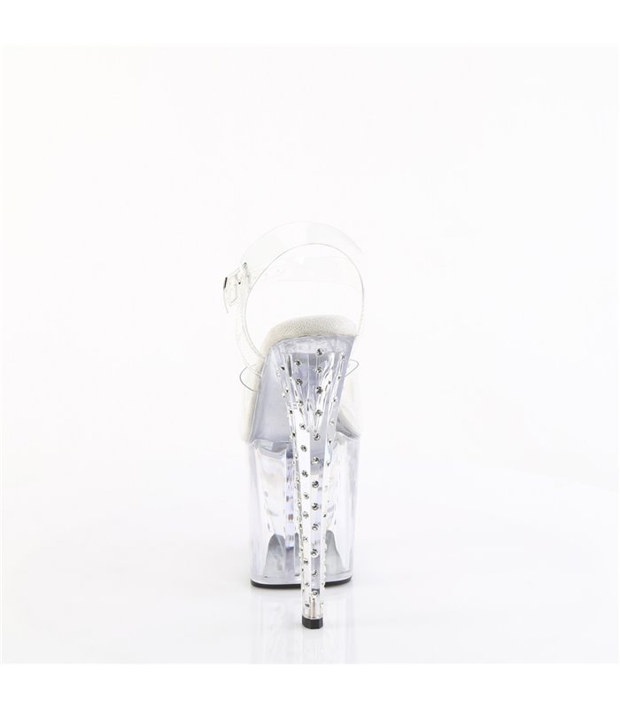 ENCHANT-708RS - Platform high heel sandal - clear with rhinestones | Pleaser