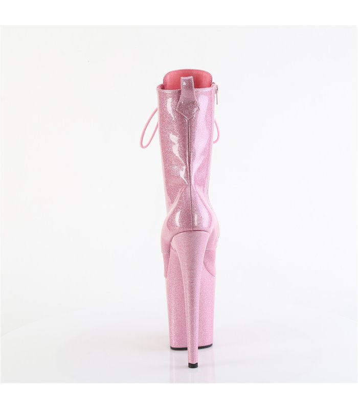 FLAMINGO-1040GP - platform ankle boots - pink shiny with glitter | Pleaser