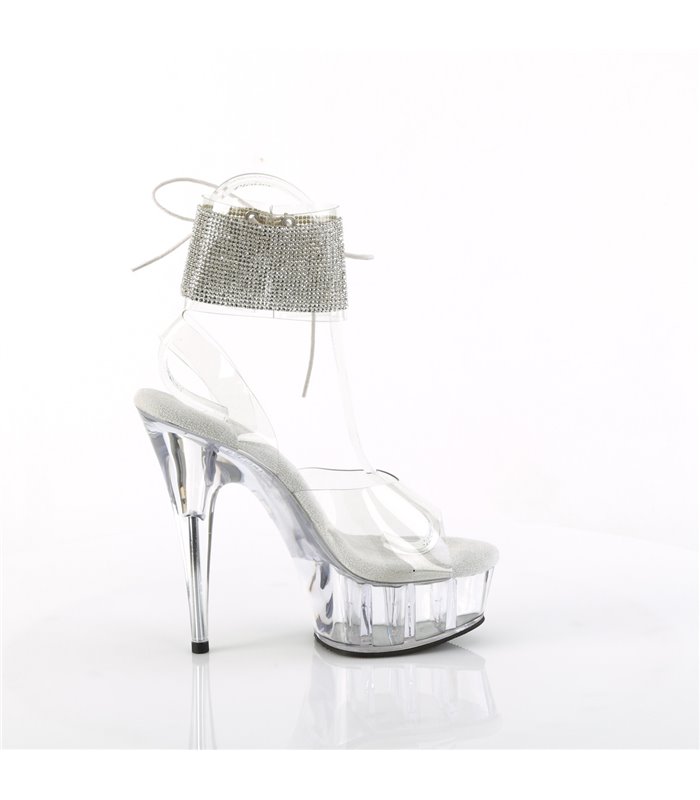 DELIGHT-691-2RS - Plateau High Heel Sandalette - Klar mit Strass | Pleaser