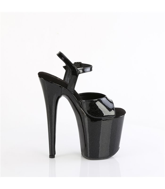 FLAMINGO-809GP - Platform high heel sandal - black glitter | Pleaser