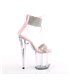 FLAMINGO-827RS - Platform high heel sandal - pink/clear with rhinestones | Pleaser