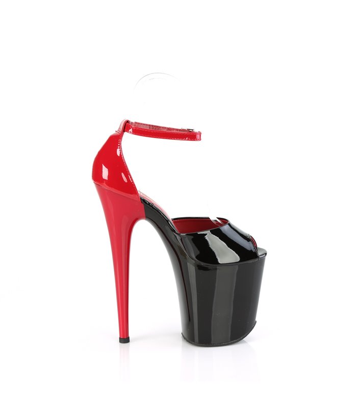 FLAMINGO-868 - Platform High Heel Sandals - Black/Red shiny | Pleaser
