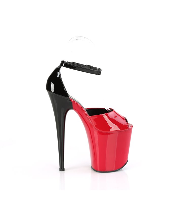 FLAMINGO-868 - Platform High Heel Sandals - Red/Black shiny | Pleaser