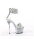 SKY-327RSI - Platform high heel sandal - silver/clear with rhinestones | Pleaser