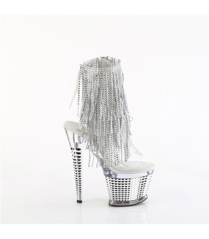 SPECTATOR-1017RSF - Platform ankle boots - silver with glitter/rhinestones | Pleaser