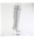 SPECTATOR-3019C-RSF - Overknee laarzen met plateauzool - Zilver/Helder met Strass | Pleaser
