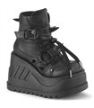 STOMP-60 - Platform Ankle Boots - Black Matt | DemoniaCult