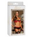 Bra, Garter & G-String - Red